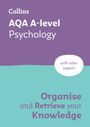 „Collins AQA A-level Psychology“ oben, „with video support“ in Sprechblase, unten „Organise and Retrieve your Knowledge“.