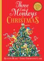 Oben steht "Three Little Monkeys at Christmas". Darunter ist ein geschmückter Weihnachtsbaum mit drei gezeichneten Affen.