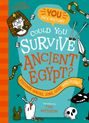 "Could You Survive Ancient Egypt?" in großen, bunten Buchstaben. Illustration mit Pharao, Schlangen und altägyptischen Symbolen.