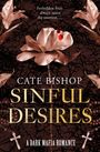 "FINAL COVER COMING SOON", "SINFUL DESIRES", "MOLLY BISHOP", "avon." in schlichtem Design mit grauem Hintergrund und gelbem Kreis.