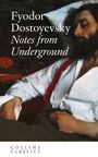 "Fyodor Dostoyevsky, Notes from Underground, Collins Classics. Ein Gemälde zeigt einen schlafenden Mann im Bett."