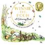 „WINNIE-THE-POOH A Colouring Book“ von A.A. Milne & E.H. Shepard. Illustration mit Kind, Tieren und Insekten in der Natur.