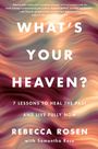 "WHAT'S YOUR HEAVEN?" und weitere Informationen auf sanft verwischtem Hintergrund in Erdtönen.