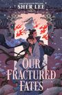 „Our Fractured Fates“ von Sher Lee. Zwei Figuren in einem stilisierten, feurigen Tempelmotiv.