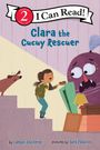 "Clara the Cucuy Rescuer" steht im Zentrum. Ein Mädchen bietet einem großen, ängstlichen Monster Kekse an.