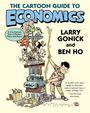 "The Cartoon Guide to Economics" von Larry Gonick und Ben Ho. Eine humorvolle Illustration mit Figuren und Objekten.