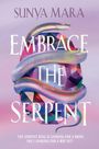 Text: "EMBRACE THE SERPENT". Eine schillernde Schlange windet sich um einen facettierten Edelstein in Pastellfarben.