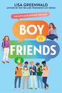 Text: "Boy Friends". Illustration: Jugendliche interagieren mit Smartphones. Farbig lebendig mit Sprechblasen.