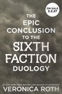 „THE EPIC CONCLUSION TO THE SIXTH FACTION DUOLOGY“, Verkaufsdatum 2.2.27, Autorin Veronica Roth. Hintergrund: dunkle Wolken.