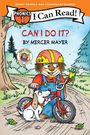 „Phonics 1: I Can Read! Can I Do It? By Mercer Mayer.“ Illustration: Kind mit Helm, Fahrrad, Hund und Frosch im Wald.