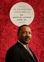 "The Essential Speeches of Dr. Martin Luther King Jr." Ein Porträt von Dr. Martin Luther King Jr. vor rotem Hintergrund.