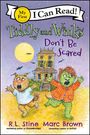 „I Can Read!“ Banner, „Tiddly and Winks Don't Be Scared“. Illustration: Zwei Tiere vor einem Spukhaus bei Vollmond.