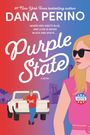 Buchtitel "Purple State". Illustration: Frau mit "Vote"-Button, Mann mit Hund vor Truck, im Hintergrund Brücke.