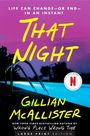 "THAT NIGHT" von Gillian McAllister. "LIFE CAN CHANGE—OR END—IN AN INSTANT." Pool bei Dämmerung, Netflix-Logo.