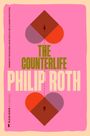 „The Counterlife“ von Philip Roth steht in großen Buchstaben. Darunter sind stilisierte Herzen in Rosa und Orange.