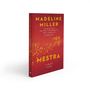 Buchtitel "Mestra" von Madeline Miller, roter Hintergrund, gelbe Schrift, Vogel- und Rankenmuster. Kurzgeschichte.