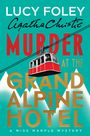 „Murder at the Grand Alpine Hotel" von Lucy Foley und Agatha Christie. Illustration mit Seilbahn und Bergen.