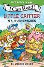 „Five Books in One! I Can Read! Little Critter 5 Fun Adventures by Mercer Mayer.” Illustration von Tieren mit Rucksäcken.