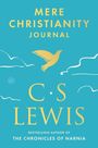 "MERE CHRISTIANITY JOURNAL" oben, darunter "C. S. LEWIS". Illustrationen eines Vogels und Wolken auf türkisfarbenem Hintergrund.