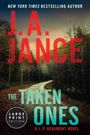Text: "NEW YORK TIMES BESTSELLING AUTHOR J.A. JANCE THE TAKEN ONES A J. P. Beaumont Novel Large Print Edition". Ein Waldweg zwischen herbstlichen Bäumen.
