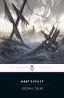 "Mary Shelley: Gothic Tales" und "Penguin Classics". Illustration eines gestrandeten Schiffs im stürmischen Meer.