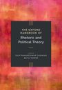 Vorderseite eines Buches: „The Oxford Handbook of Rhetoric and Political Theory“, herausgegeben von Gaonkar und Topper. Hintergrund in Rottönen.