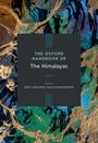 "The Oxford Handbook of The Himalayas, edited by Amy Holmes-Tagchungdarpa." Bunte, abstrakte Marmorstruktur mit Goldlinien.