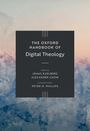 "THE OXFORD HANDBOOK OF Digital Theology," bearbeitet von Jonas Kurlberg und Alexander Chow. Hintergrund: abstrakte Aquarelltöne.