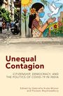 "Unequal Contagion: Citizenship, Democracy, and the Politics of Covid-19 in India." Frau mit Maske vor einer Wandmalerei.