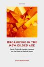 "Organizing in the New Gilded Age", "Harsh Truths & Humble Lessons on the Road to Radical Hope". Orange geometrische Formen.