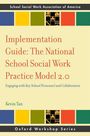 Buchtitel: "Implementation Guide: The National School Social Work Practice Model 2.0" von Kevin Tan. Farbige Quadrate oben.