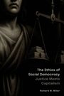 "The Ethics of Social Democracy: Justice Meets Capitalism" von Richard W. Miller. Zeichnung einer Justitia mit Waage.