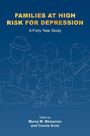 Titel: "FAMILIES AT HIGH RISK FOR DEPRESSION: A Forty Year Study" von Myrna M. Weissman und Connie Svob. Illustration: Konturen einer Familie auf blauem Hintergrund.