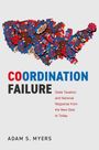 "Coordination Failure" in rot und blau. USA-Karte aus Zahnrädern. Autor: Adam S. Myers. Thema: Staatsbesteuerung.