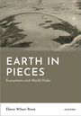 "EARTH IN PIECES: Ecosystems and World Order" darunter "Elana Wilson Rowe". Illustration: Ein zerbrochener Planet über Wolken.