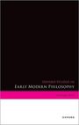 Text: "Oxford Studies in Early Modern Philosophy, Volume XIII." Schwarzer Hintergrund, pinker und weißer Bereich am unteren Rand.