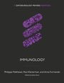 "OXFORD BIOLOGY PRIMERS FRONTIERS oben, Immunology in der Mitte. Purpurfarbene, zellartige Illustrationen zentral."