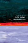 "Simon Glendinning, DERRIDA, A Very Short Introduction, Second Edition." Illustration mit abstrakten Farbschichten: Dunkelgrün, Rot, Orange, Lila.