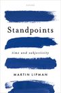Standpoints, time and subjectivity, Martin Lipman. Blaue Pinselstriche horizontal auf weißem Hintergrund.