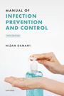 "Manual of Infection Prevention and Control, Fifth Edition, Nizam Damani." Hände nutzen eine Pumpspenderflasche.