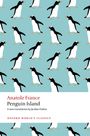 Anatole France, Penguin Island, Übersetzer Jordan Finkin, Oxford World's Classics; Muster mit Pinguinen auf hellblauem Hintergrund.