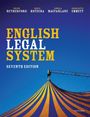 "ENGLISH LEGAL SYSTEM, SEVENTH EDITION." Oben stehen vier Autorennamen. Unten ist ein Zirkuszelt mit gelb-blauen Streifen.
