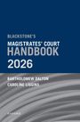 "Blackstone's Magistrates' Court Handbook 2026", Autoren: Bartholomew Dalton, Caroline Liggins. Blau-graues Design.