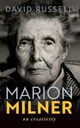 Text: "DAVID RUSSELL, MARION MILNER, on creativity." Schwarz-Weiß Porträt einer älteren Frau mit ernstem Blick.