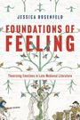 "Foundations of Feeling" und "Theorizing Emotions in Late Medieval Literature" auf Gemälde mit Pflanzen und menschlichen Figuren.