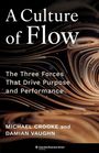 „A Culture of Flow“: Drei Kräfte für Sinn und Leistung. Autoren: Michael Crooke, Damian Vaughn. Abstrakte Muster im Hintergrund.