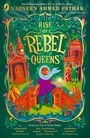 Im Zentrum steht der gelbe Text „RISE OF REBEL QUEENS“. Darunter eine Frau in lebhaften Farben mit einem leuchtenden Ball.