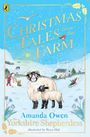 „Christmas Tales from the Farm“ von Amanda Owen. Illustration mit Schaf, Lamm, Schneemann und winterlicher Landschaft.