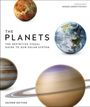 "The Planets", ein visueller Leitfaden zu unserem Sonnensystem. Abbildungen von Planeten: Erde, Saturn, Jupiter, Mars.