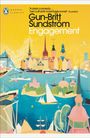 Text: "A dark comedy... her cult anti-marriage novel" Guardian. Gun-Britt Sundström, Engagement. Illustration mit bunter Stadtansicht.